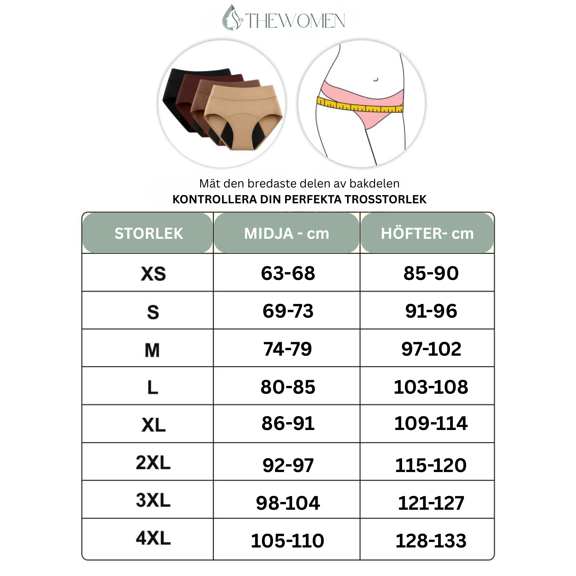 Läcksäkra trosor med hög midja 4-pack